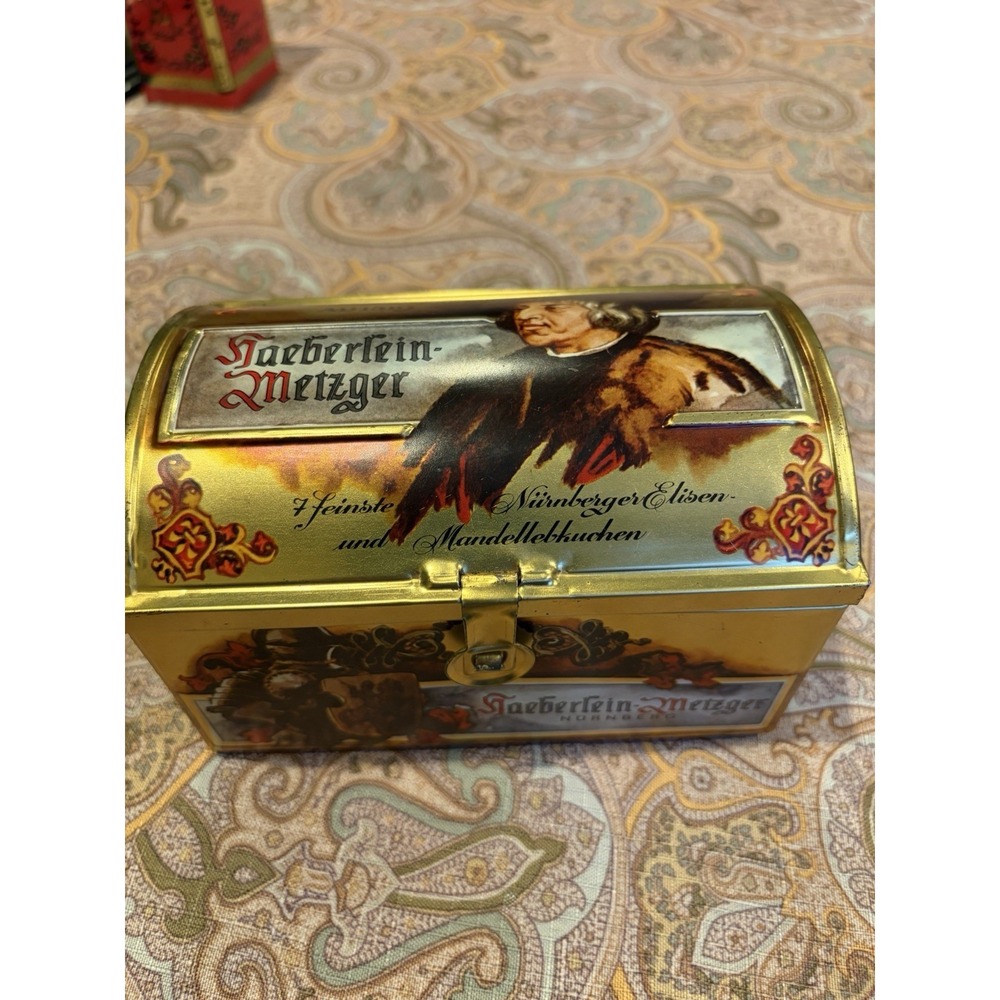 Vintage Golden Gingerbread Chest Haeberlein-Metzger Nuremberg -Kaiser Maximilian